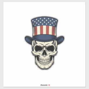 Patriotisches Totenkopf-Vintage-Stickerei-Shirt-De Aufkleber