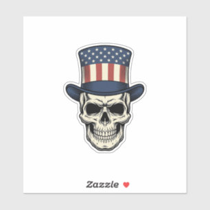 Patriotisches Totenkopf-Vintage-Stickerei-Shirt-De Aufkleber