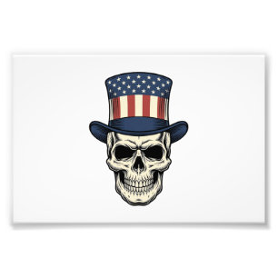 Patriotisches Totenkopf-Vintage-Stickerei-Shirt-De Fotodruck
