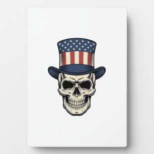 Patriotisches Totenkopf-Vintage-Stickerei-Shirt-De Fotoplatte