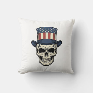Patriotisches Totenkopf-Vintage-Stickerei-Shirt-De Kissen