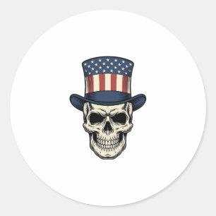 Patriotisches Totenkopf-Vintage-Stickerei-Shirt-De Runder Aufkleber