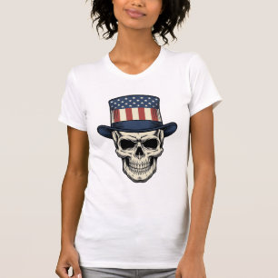 Patriotisches Totenkopf-Vintage-Stickerei-Shirt-De T-Shirt