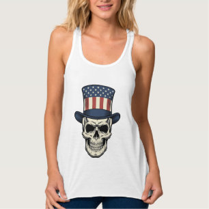 Patriotisches Totenkopf-Vintage-Stickerei-Shirt-De Tank Top