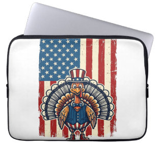 Patriotisches Truthahn-Flagge Vintage-Gravur-Shirt Laptopschutzhülle