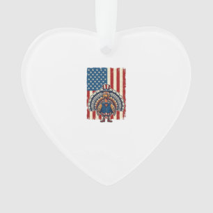 Patriotisches Truthahn-Flagge Vintage-Gravur-Shirt Ornament