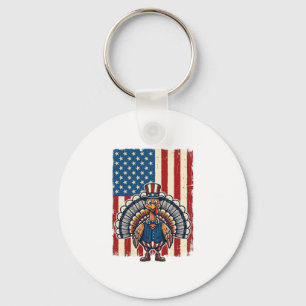 Patriotisches Truthahn-Flagge Vintage-Gravur-Shirt Schlüsselanhänger