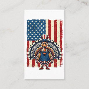 Patriotisches Truthahn-Flagge Vintage-Gravur-Shirt Visitenkarte