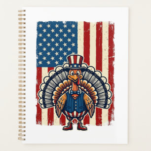 Patriotisches Truthahn-Flagge Vintage-Stickerei-Sh Planer