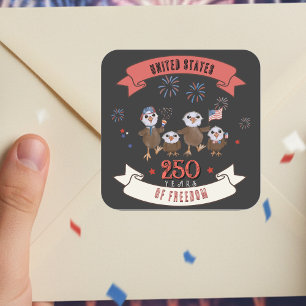 Patriotisches US 250 Jahre Freiheit  Adler Familie Quadratischer Aufkleber