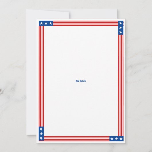 Patriotisches US-Flag-Sack Toss Cornhole Turnier Einladung (Rückseite)