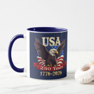 Patriotisches USA 250. 1776-2026 Amerikanische Fla Tasse