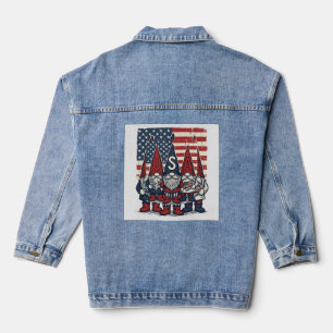 Patriotisches USA-Gnom-Trio Vintage-Vektordesign_1 Jeansjacke