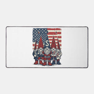 Patriotisches USA-Gnom-Trio Vintage-Vektordesign_1 Schreibtischunterlage