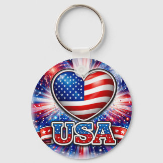 Patriotisches USA-Herz-Schlüsselanhänger – Amerika Schlüsselanhänger