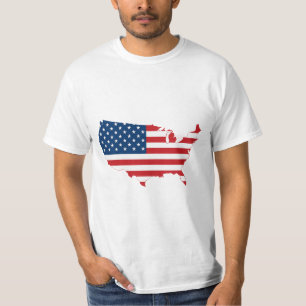 Patriotisches USA-Karten-US-Flagge Herren T-Shirt