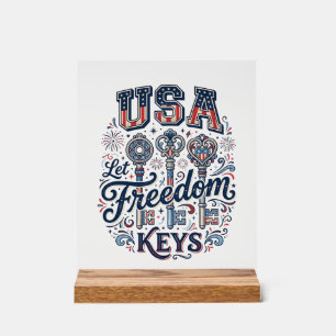 Patriotisches USA Lasst Freiheitsschlüssel Vektor- Acrylschild