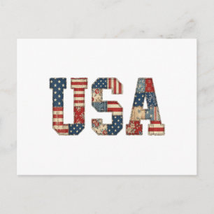 Patriotisches USA-Patchwork-Vintage-Americana-Quil Postkarte