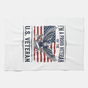 Patriotisches Veteran-Adler Vintage Gravur Shirt D Geschirrtuch