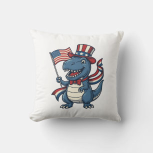 Patriotisches Vintage-Dinosaurier-Vektor-Shirt-Des Kissen