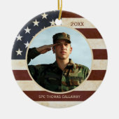 Patriotisches Vintages amerikanisches Flag-Foto Keramikornament (Vorne)