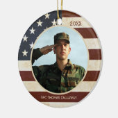 Patriotisches Vintages amerikanisches Flag-Foto Keramikornament (Links)