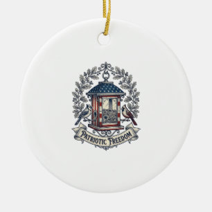 Patriotisches Vogelhäuschen-Vektorgrafik-T-Shirt_ Keramik Ornament
