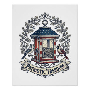 Patriotisches Vogelhäuschen-Vektorgrafik-T-Shirt_ Poster