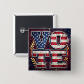 Patriotisches VOTE American Flag Typografie Design Button (Vorne & Hinten)