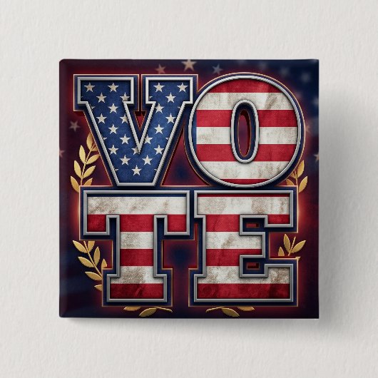 Patriotisches VOTE American Flag Typografie Design Button (Vorderseite)