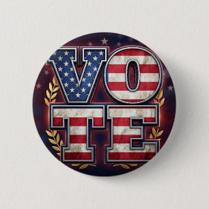 Patriotisches VOTE American Flag Typografie Design Button