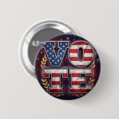 Patriotisches VOTE American Flag Typografie Design Button (Vorne & Hinten)
