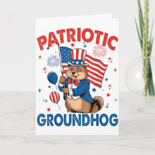 Patriotisches Waldmurmeltier Amerikanische Flagge Karte