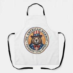 Patriotisches Waldmurmeltier Vintage-Stich-Shirt-D Schürze