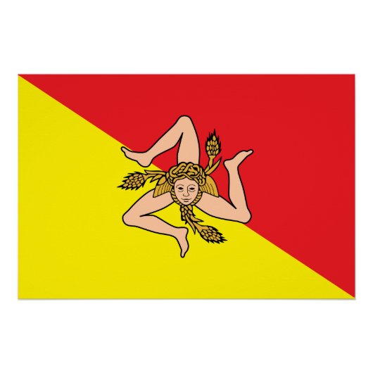 Patriotisches Wandplakat mit der Fahne Siziliens,  Poster (Vorderseite)