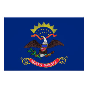 Patriotisches Wandplakat mit Flag North Dakota Poster