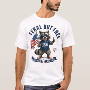 Patriotisches Waschbär-Freiheits-T-Shirt mit USA-F T-Shirt