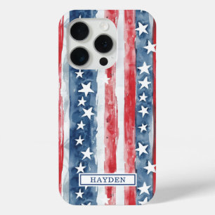 Patriotisches Wasserfarben-Sterne-und-Streifen-Mon Case-Mate iPhone Hülle