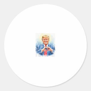 Patriotisches Wasserfarben Trump Herz Hände Runder Aufkleber