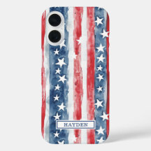 Patriotisches Watercolor-Stars-and-Stripes-Monogra