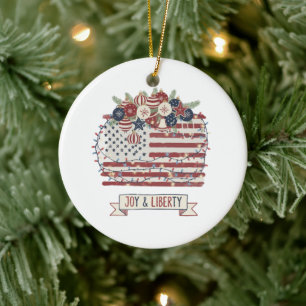 Patriotisches Weihnachten Amerikanische Flagge "Fr Keramik Ornament