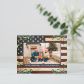 Patriotisches WeihnachtsFoto Vintag amerikanische Feiertagspostkarte (Stehend Vorderseite)