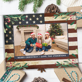 Patriotisches WeihnachtsFoto Vintag amerikanische Postkarte
