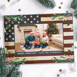 Patriotisches Weihnachtsfoto Vintage Amerikanische Feiertagskarte