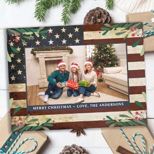 Patriotisches Weihnachtsfoto Vintage Amerikanische Postkarte