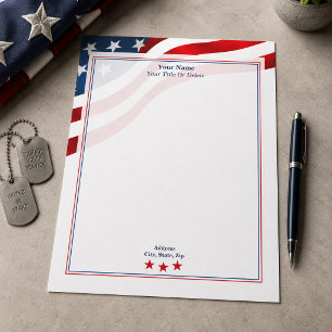 Patriotisches Wellenflagge Amerikanisches Briefkop Briefbogen