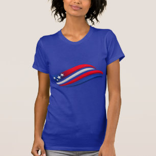 Patriotisches Wellenflagge T-Shirt für Damen   Mod