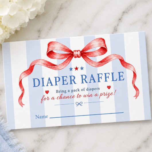 Patriotisches Windel-Raffle-Ticket Begleitkarte