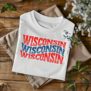Patriotisches Wisconsin-Rot-Blau-Boho-T-Shirt  T-Shirt