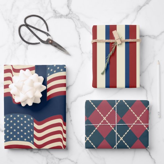 Patriotisches Wrapping Paper-Set Geschenkpapier Set (Vorderseite)